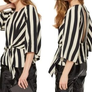 Topshop Black and White Striped Blouse